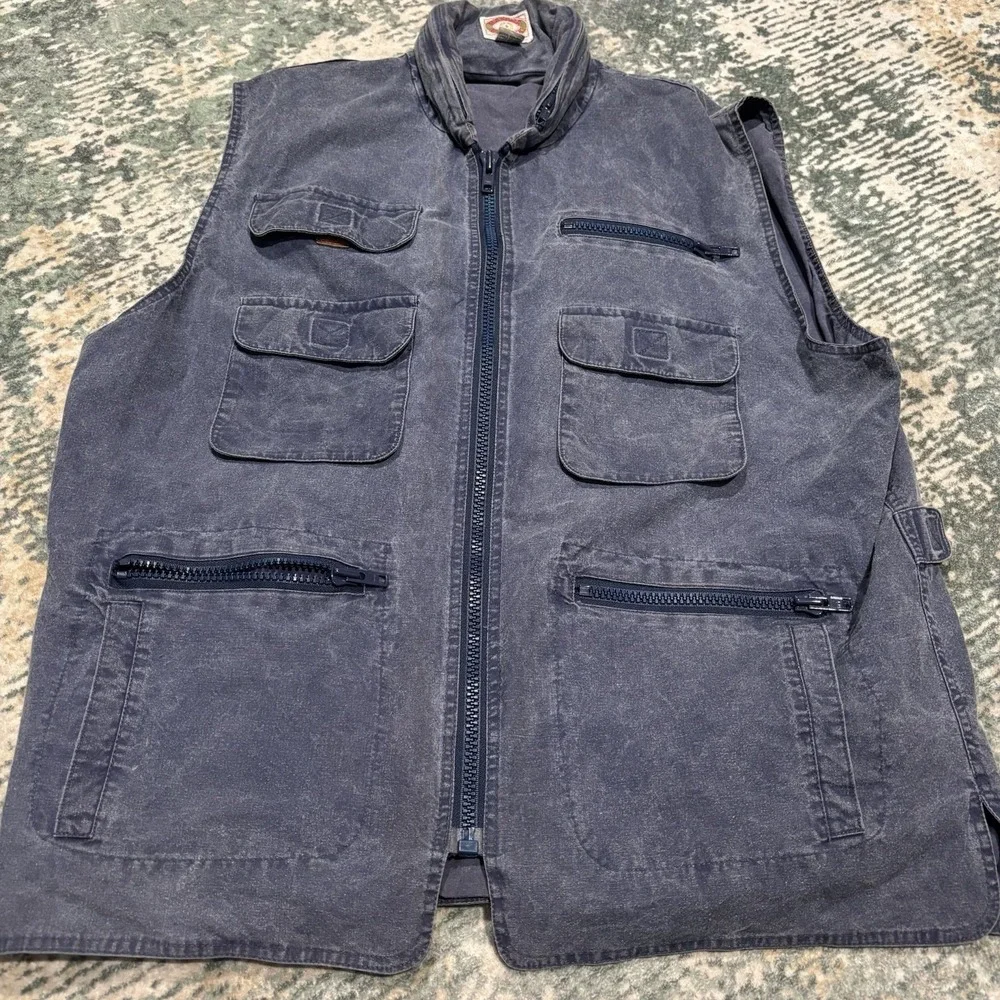 1980s Banana Republic Travel & Safari vest Blue Wash Wear XL